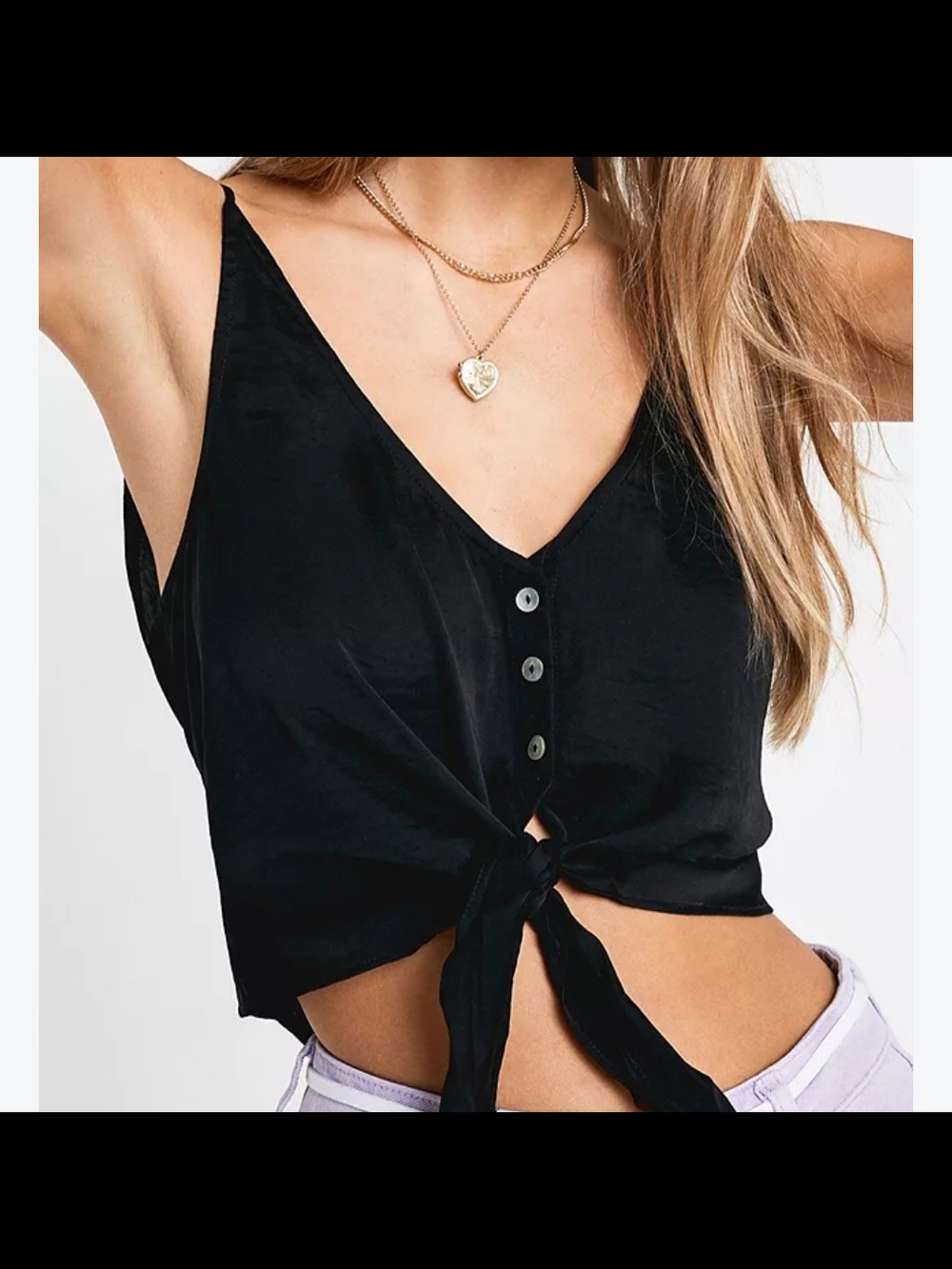 Free People Tie-Front Spaghetti Strap Crop Top